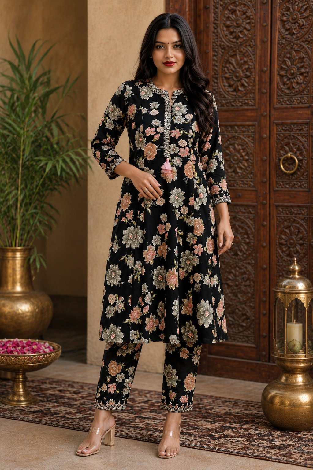 Black floral set
