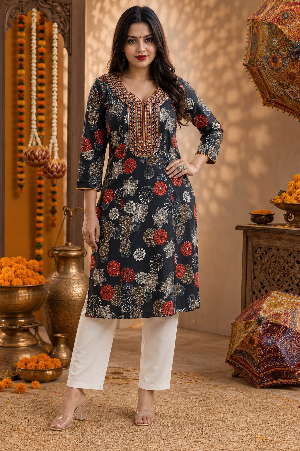 Indigo printed set