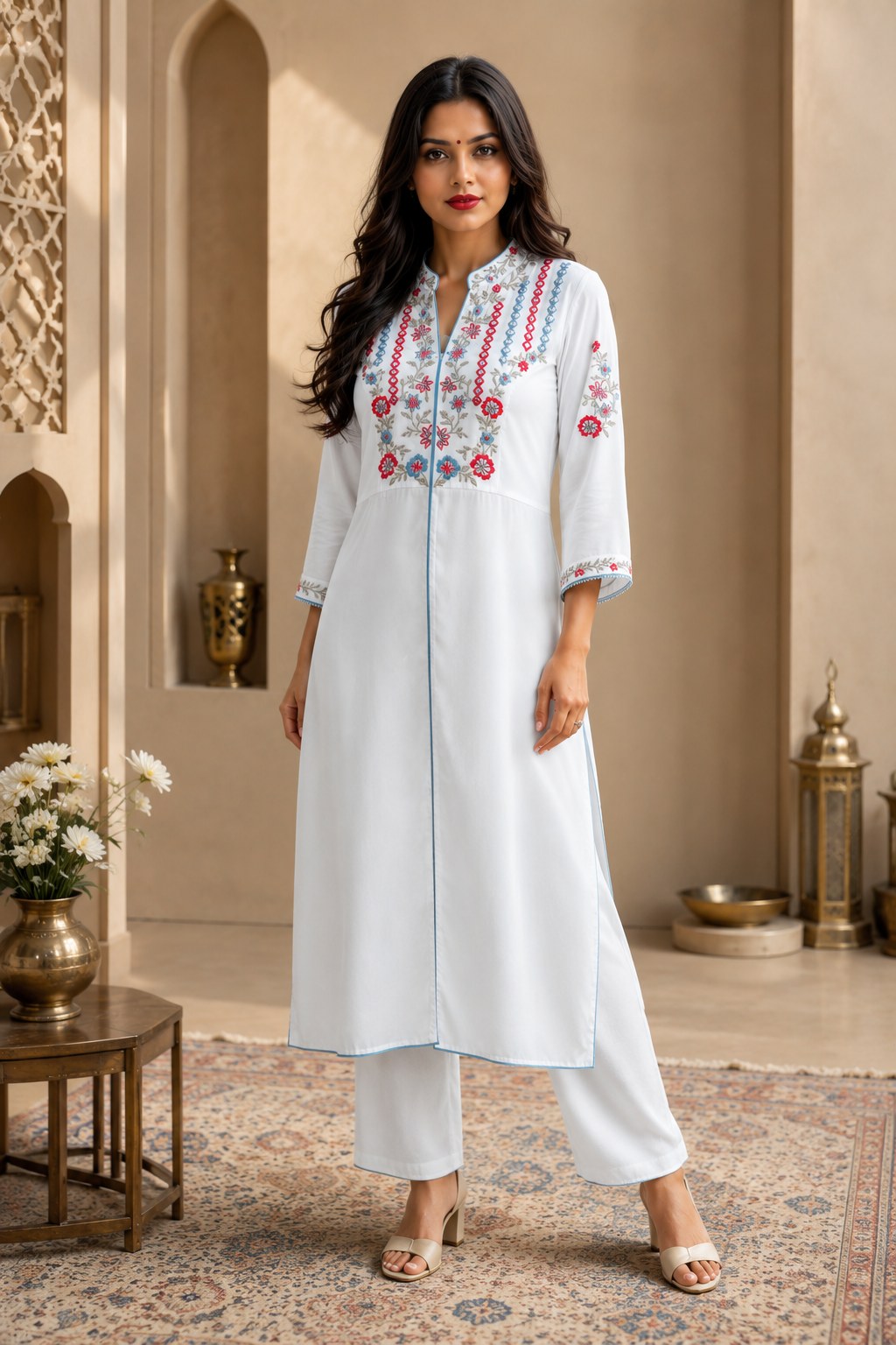 Ivory embroidered set